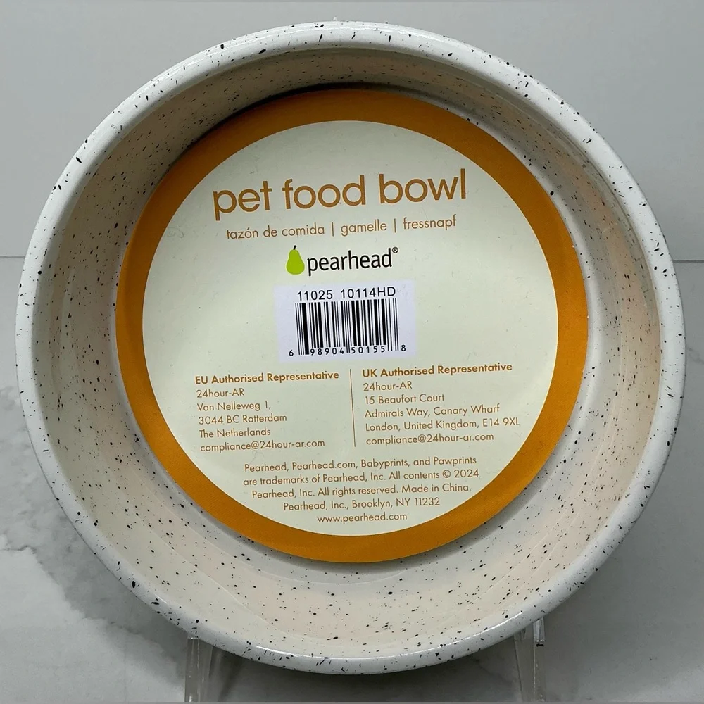 Pearhead Pet Food Bowl Cat & Dogs Water & Food Dish Ceramic New